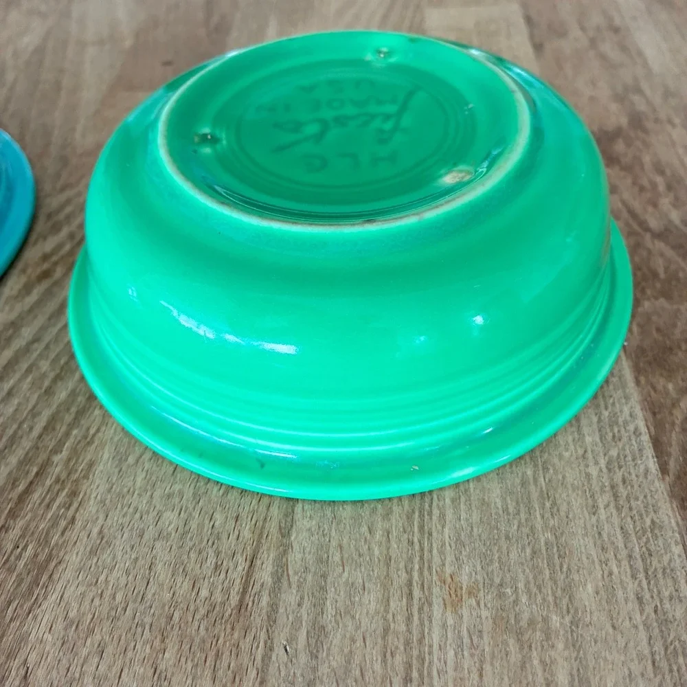 Vtg Fiesta Fruit Bowls Turquoise Blue Shamrock Green Set of 2 Home Laughlin USA